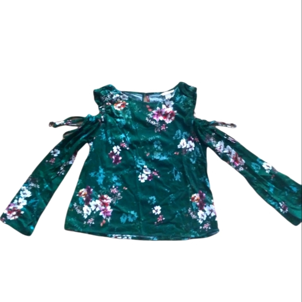 NWOT H&M Long sleeve Blouse Green with flowers M